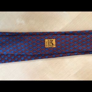 Hermes Blue and Red Tie 939IA. MISSING TAG